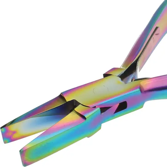 The Beadsmith Chroma Series Flat Nose Pliers, 5.5" (140mm) with Hardened Stainless-steel Head, Rainbow Titanium Coating, Contoured Comfort Grip Handle and Double-leaf Spring, Tool for Jewelry Making {3}