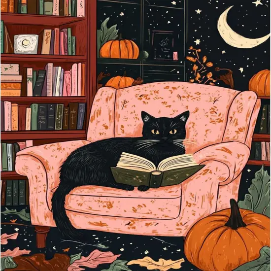 Black Cat Paint by Numbers for Adults, Halloween Paint by Number on Canvas Without Frame {1}