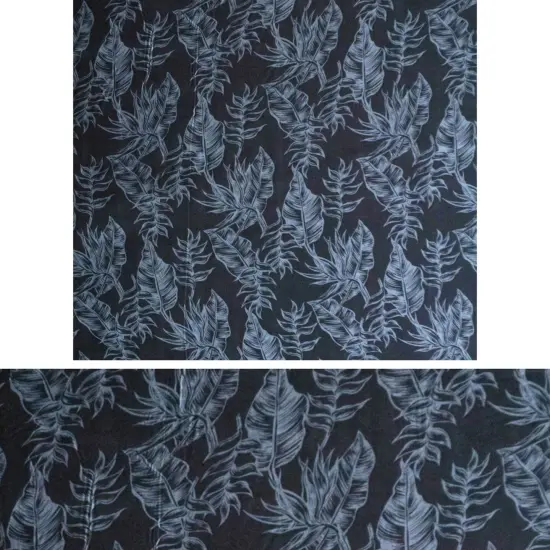 1 Yard Hammock Fern Banana Leaf Rayon Poplin Fabric 44/45" Wide Black {7}