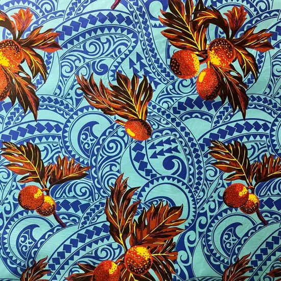 1 Yard Longan Traditional Tattoo Background Poly Cotton Fabric Print 45 Inch Width Red & Yellow {5}
