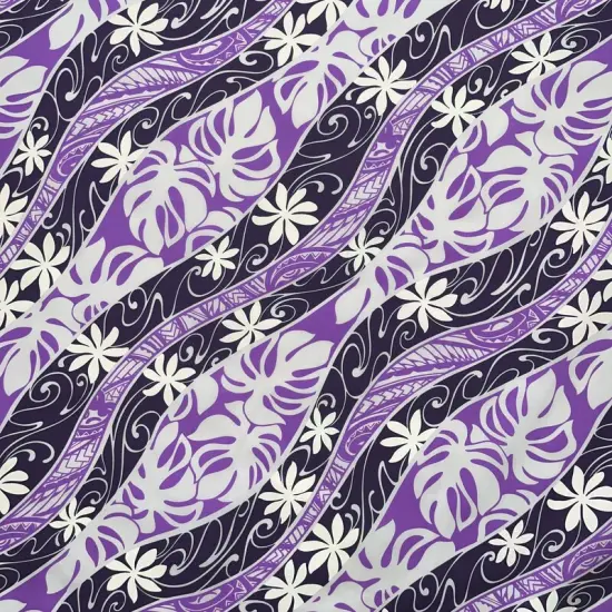 1 Yard Tiare Monstera Traditional Tattoo Poly Cotton Fabric Hawaiian Print 36 x 45in Width {6}