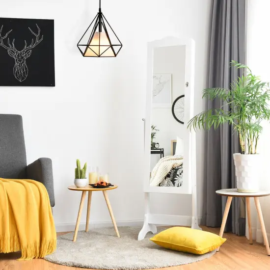 Costway Mirrored Jewelry Cabinet Organizer Storage Box White {3}