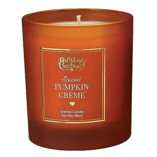 Old World Christmas 3.5 Inch Pumpkin Creme Scented Candle Thanksgiving Flame Candle , Thanksgiving Decor Orange {1}