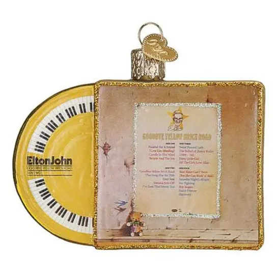 Old World Christmas 3.0 Inch Yellow Brick Road Album Cover Christmas Tree Ornament , Elton Goodbye Gold {2}