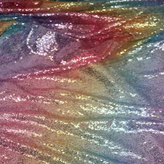 1 Yard Vibrant Rainbow Glitz Sequin Fabric 52/54 Inch Width Polyester {3}