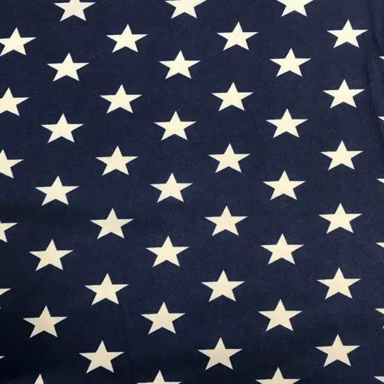 1 Yard White Star Charmeuse Satin Fabric Navy Background Shiny Non Stretch Polyester 60 Inch Width {2}