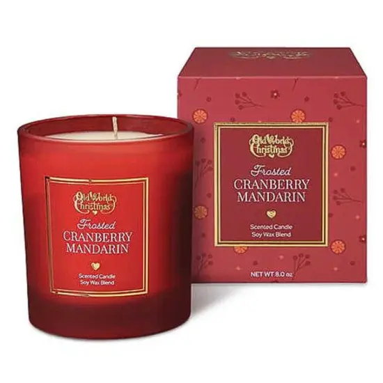 Old World Christmas 3.5 Inch Sparkling Cranberry Mandarin Scented Candle Christmas Flame Candle , Christmas Decor Christmas Fragrance Holiday Red {2}
