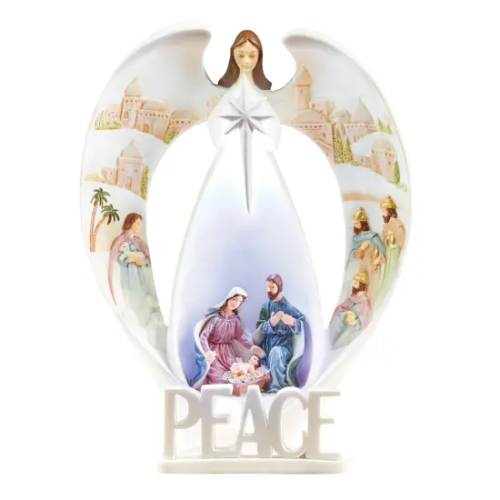 Collections Etc LED Lighted Peace Angel Nativity Figurine {2}