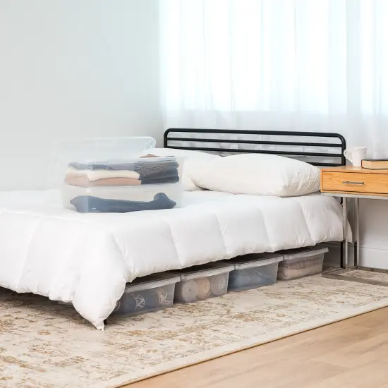 IRIS USA 28 Qt Clear Storage Box, BPA-Free Plastic Stackable Bin with Lid, Containers to Organize Closet Shelves, Clothes, Blankets, Towels, Classroom Organization Teacher Tools, 10 Pack {4}