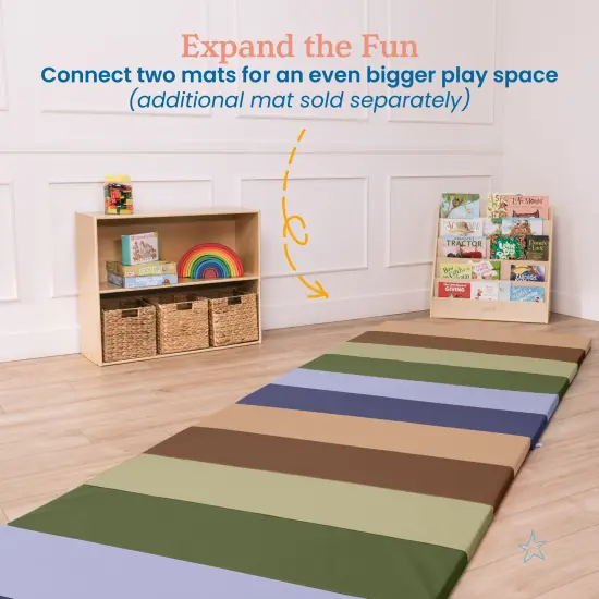 6-Section Rainbow Runway Activity Mat, Folding Playmat Earthtone {6}