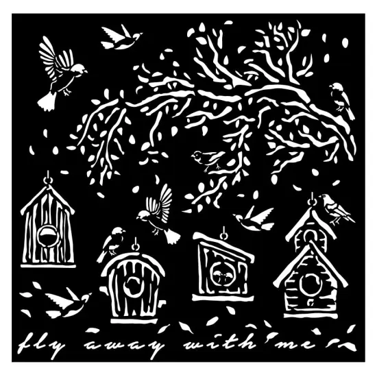 Stamperia Stencil 7"X7"-Garden Nests {3}