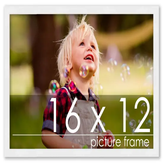 Classic Modern White Picture Frame - UV Acrylic, Backing Board, Hanging Hardware Included {1}