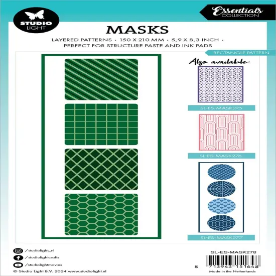 Studio Light Essentials 5.9"X8.25" Stencil-Nr. 278, Rectangle Pattern {3}