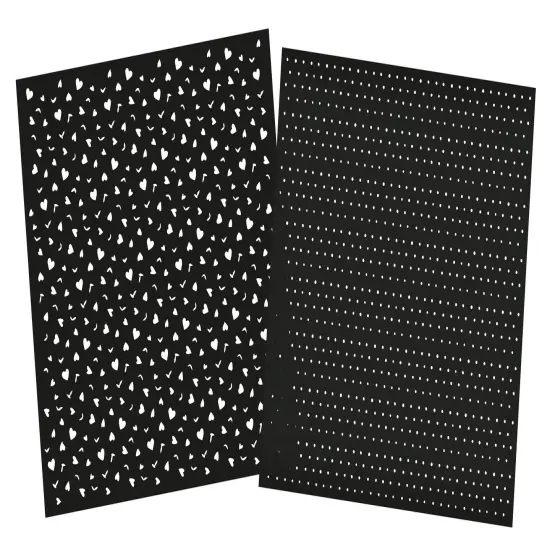 Studio Light Gorjuss Essentials 8"X8" Stencil-Nr. 269, Dots & Hearts/Leaves {1}