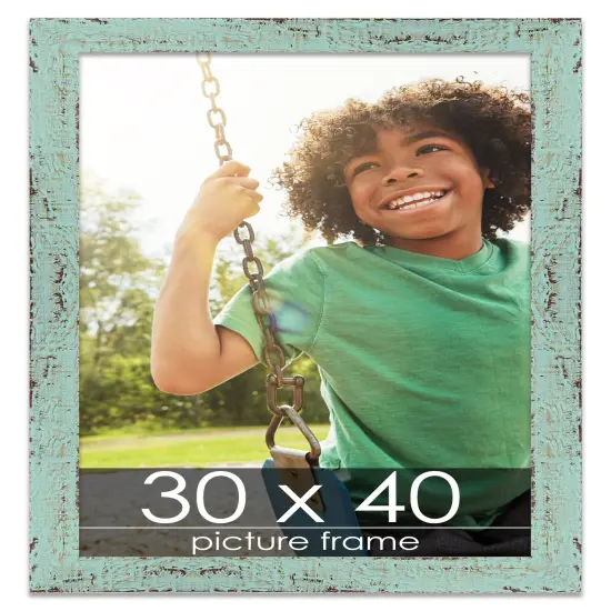 Shabby Chic Green Picture Frame - UV Acrylic, Foam Board Backing, Hanging Hardware {1}