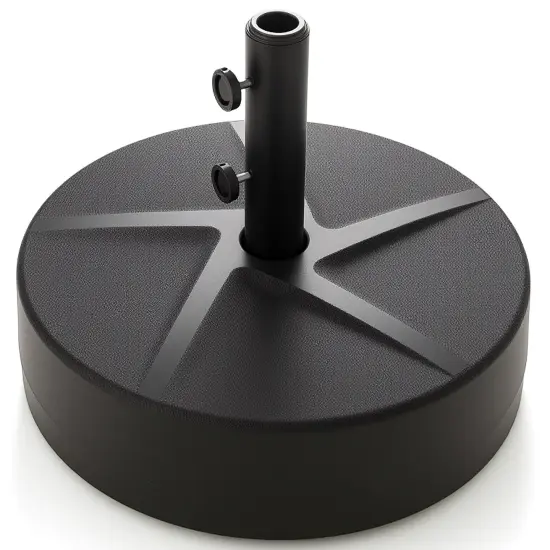 Black Patio Umbrella Base with Metal Pole and Refillable Water Sand Reservoir {1}
