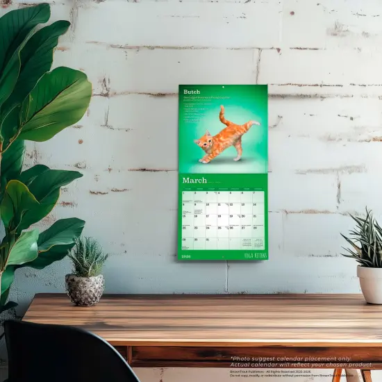 Yoga Kittens OFFICIAL | 2026 7 x 14 Inch (Hanging) Monthly Mini Wall Calendar | BrownTrout | Animals Humor Cats Feline {5}