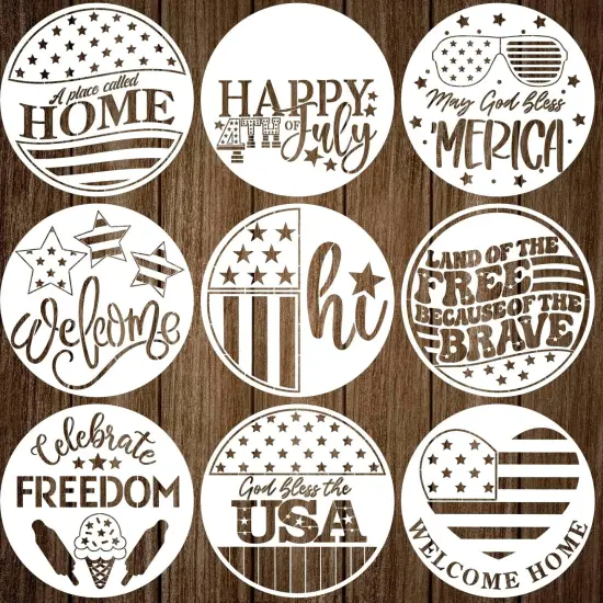 12&rdquo; Patriotic Welcome Stencils (Independence Day) {1}