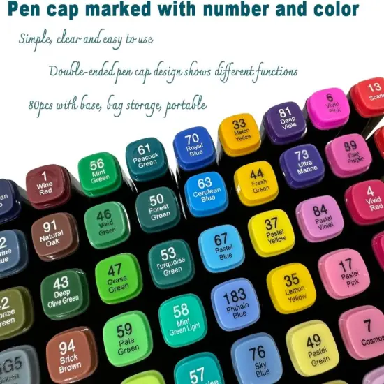 Alcohol Markers 60 Colors Double Tips {4}