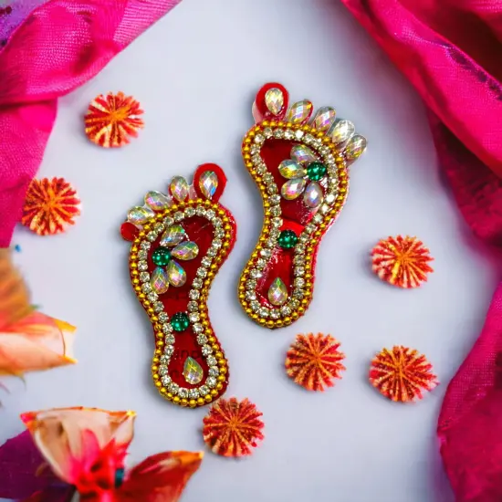 5 Sets of Acrylic Laxmi Feet, Deewali Decor, Lakshmi Pagh, Pooja Favor, Laxmi Feet, Laksmi Charan, Lakshmi Pagla, Sri Lakshmi Chran Paduka {2}