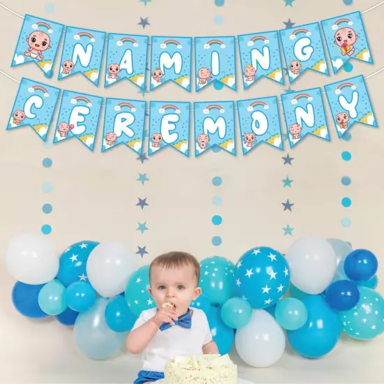 Baby Naming Ceremony Banner Baby Shower Decoration - Sign for Backdrop Decor Party Supplies Event Decorations Favors Naming Ceremony for Girls Boys {3}