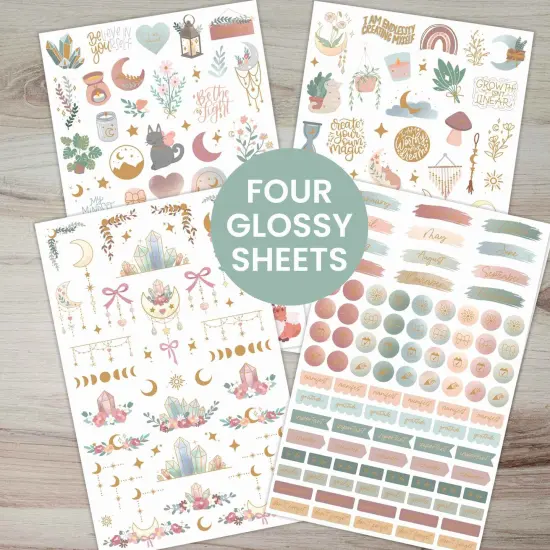 Planner Stickers, Simply Gilded x bloom Boho Celestial Sticker Pack {4}