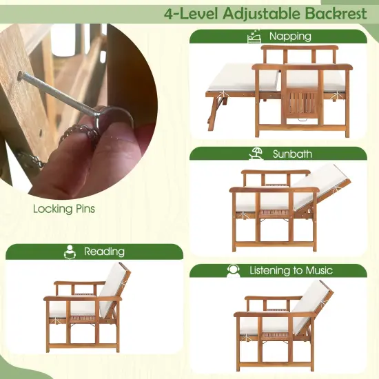 Adjustable Outdoor Daybed with Cushions and Ottoman for Relaxation {5}