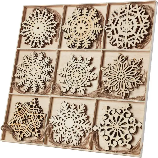 27pcs Wooden Snowflakes Hanging Ornaments {1}