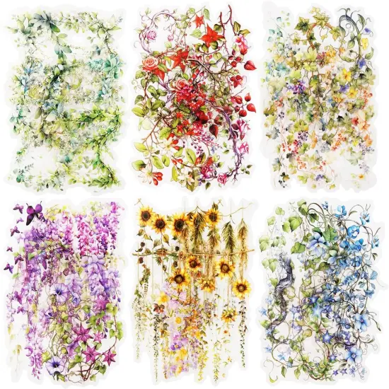 Floral Vine PET Stickers, 120 Pcs Large Botanical Ephemera {1}