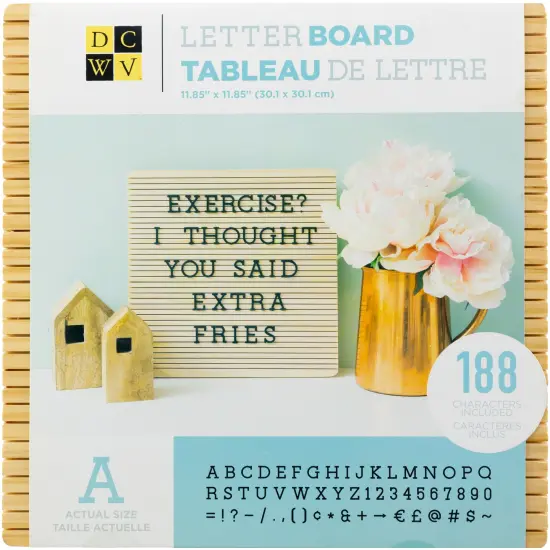 DCWV Frameless Letterboard 12"X12"-Light Wood {1}