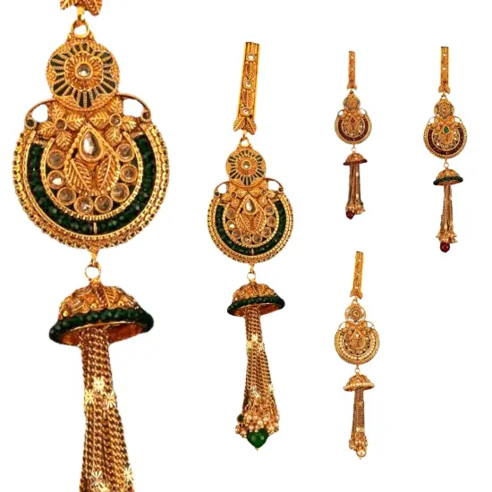Indian Waist Key Chain Classic Gold Plating Indian Kamarbandh Ethnic Kundan Belly Chain Bridal Jewelry Gift Green {7}