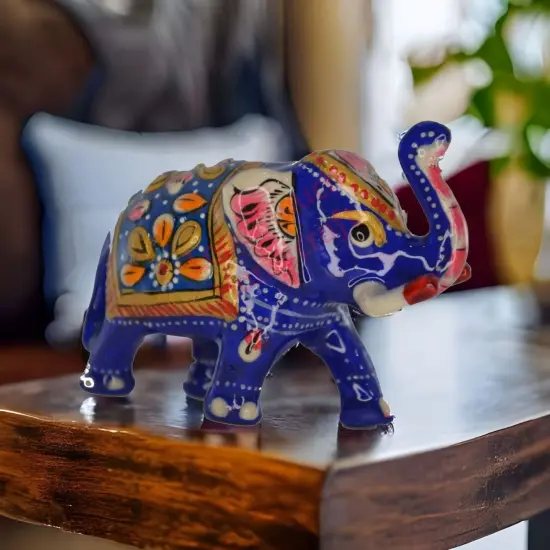 Handcrafted Rajasthani Elephant Statue for Home Decorations Ceramic Elephant Figurines Room Shelf Office Table Living Room Boho Decor Elephants Gifts for Women Good Luck Housewarming Gift {6}
