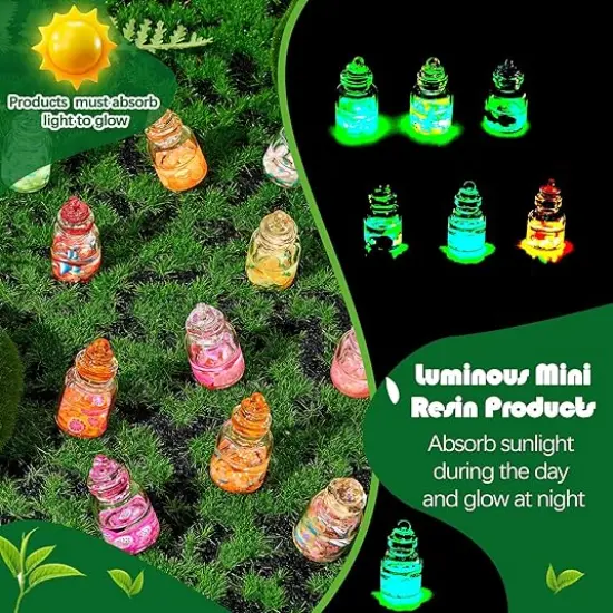 50 Pcs Luminous Glass Bottle Charms Glow in the Dark Wishing Bottle Charms {2}
