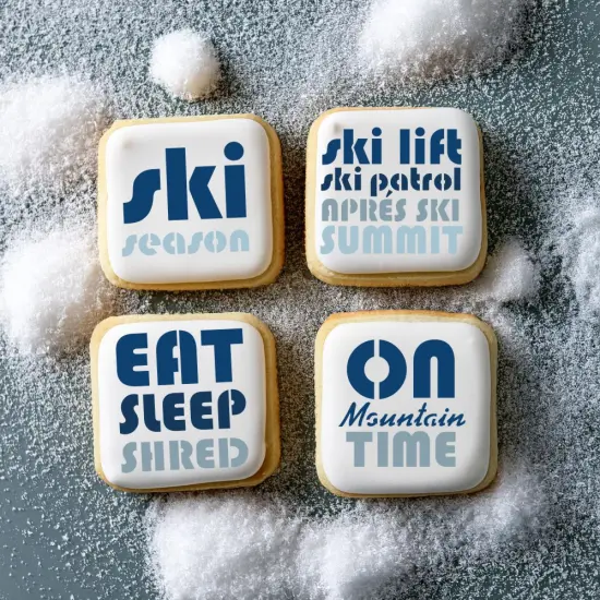 Skiing Message Cookie Stencil Set | Sports Cookie Stencil | DIY Stencil | Craft Stencil | Confection Couture | {3}
