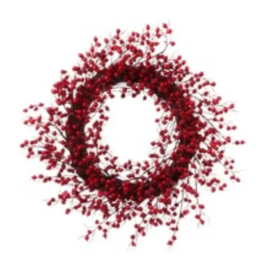 6-Pack Vibrant Red Rosehip Berry Wreath - 24" Rustic Floral Accent for Christmas Decor, Home & Events - 2024 Christmas Collection, Floral Home by Artificial Flowers {1}