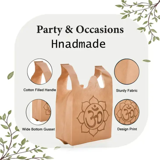 Om Print Return Non Woven Gifts Party Favor Bags Ecofriendly Reusable for Indian Wedding Housewarming Puja {5}