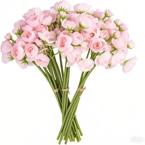 24Pcs Ranunculus Artificial Flower Floral Arrangement (Light Pink) {1}