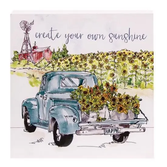 Create Your Own Sunshine Box Sign with Blue Truck and Sunflower Field {1}
