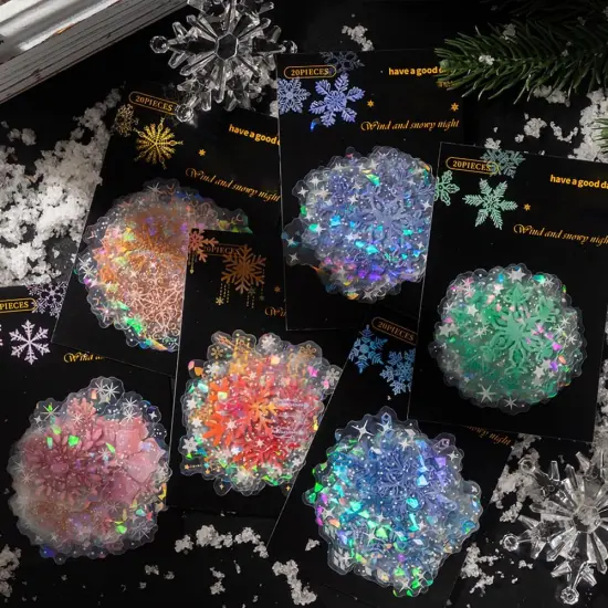 120 Pieces Fantasy Snowflake Stickers - Transparent {2}