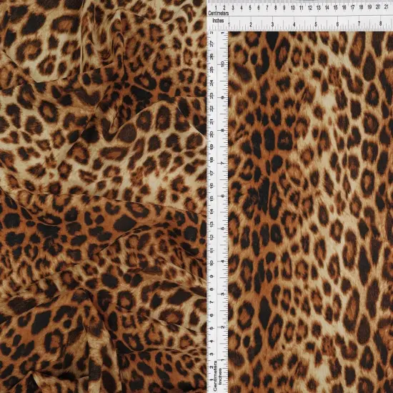 1 Yard Techno Crepe Animal Print Knit Fabric 220 GSM, 58/60&Prime; Wide Polyester Spandex Blend BEIGE/AMBER {1}