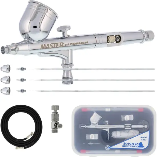 Master Performance Airbrush G233 Pro Set with 3 Nozzle Sets (With Hose) {1}