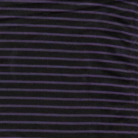 Rayon Spandex Jersey Yarn Dye Stripe Fabric 1 Yard Soft Stretch Lightweight 58/60" Wide BLACK/DK PURPLE {1}