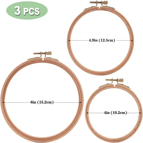 3 Pieces Beech Wood Embroidery Hoops Set by 4 Inch to 6 Inch {2}
