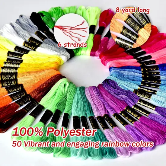50 Skeins Embroidery Floss Rainbow Color Per Pack(Rainbow) {2}