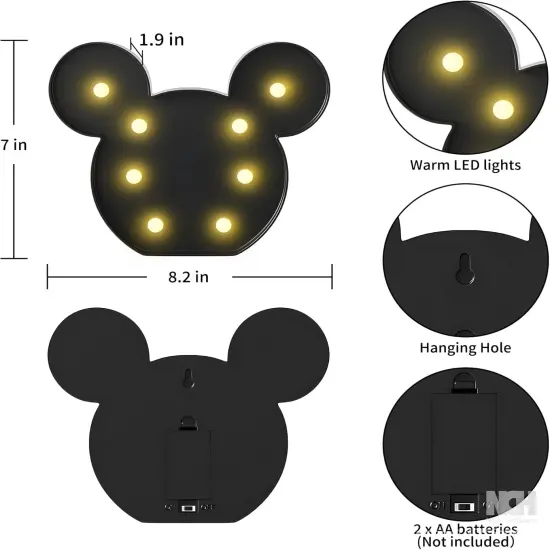 YiaMia Black Mickey Mouse Shaped Night-Light for Kids {2}