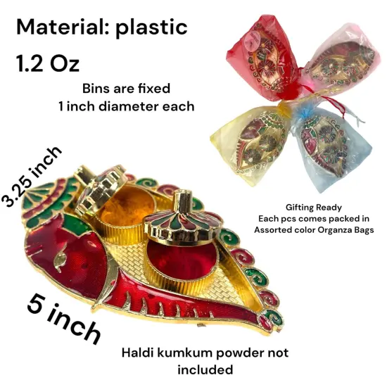 Bulk Ganesh Shankh Haldi Kumkum Holder Roli Chawal/rice Holder Indian Festival Rakhi Pooja Thali Pooja Return Gift Indian Housewarming Gifts Wedding Favor {7}