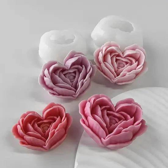 2Pack Heart Candle Mold, Heart Rose Silicone Molds {1}