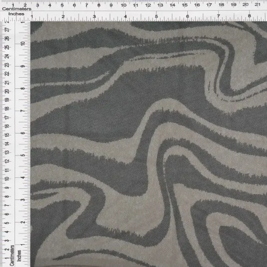 1 Yard Geometric Mesh Fabric Lightweight Stretch Sheer Print 54" Wide RUST MINT {5}