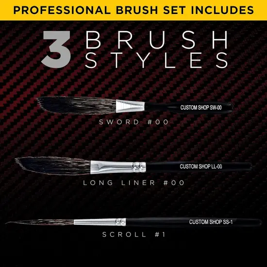 Starter Pinstriping Brush Kit (Sword #00, Scroll #1 & Long Liner-All 3 Brush Styles {2}