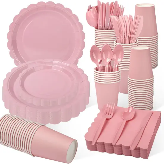25 Pink Plates and Napkins Party Supplies {1}